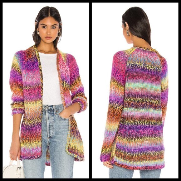 💕WILDFOX💕 Aspen Cardigan ~ Multi Colored Rainbow - Picture 4 of 16